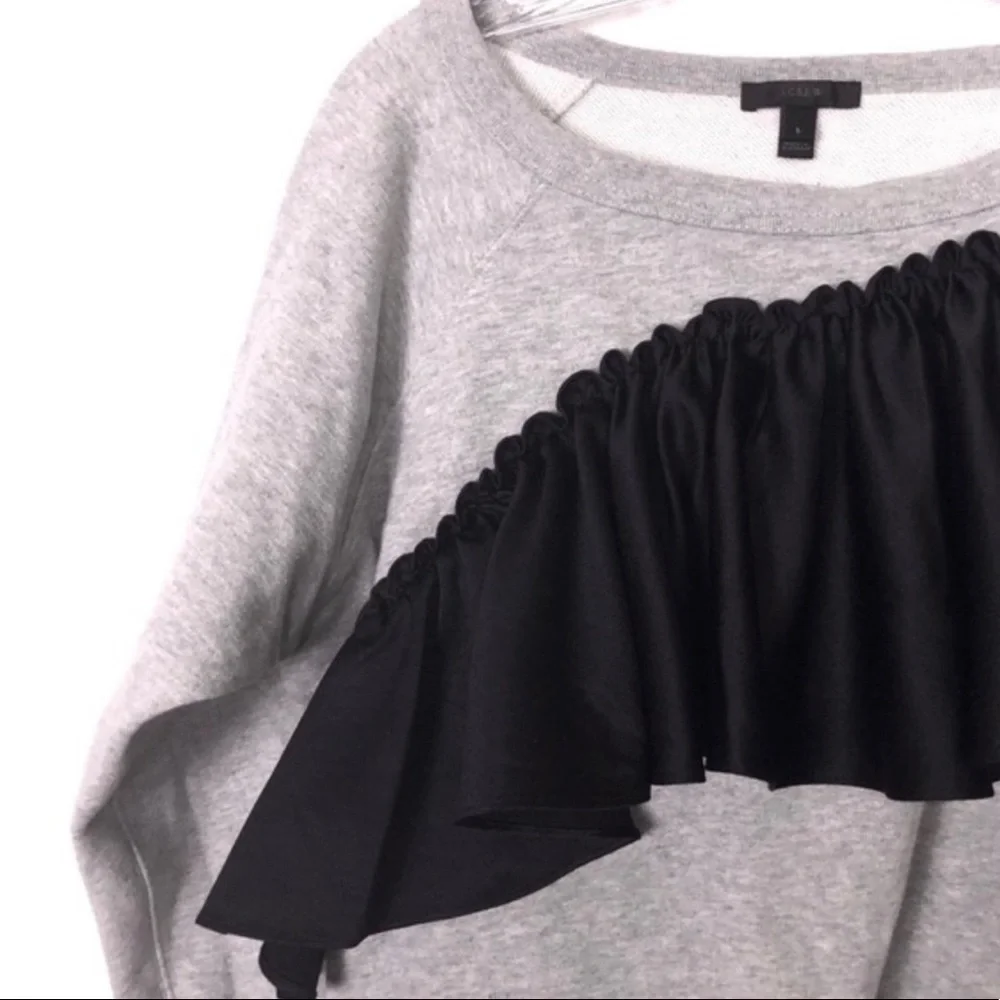 J.Crew | Asymetrical Ruffle Scoop Neck Sweater small